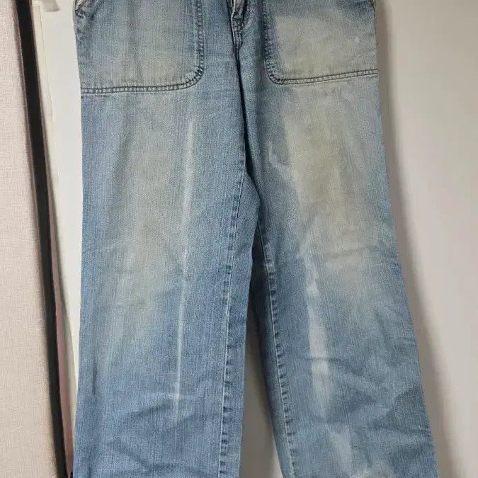 [BUNJANG] Vintage Washed Denim Wide Pants / 빈티지 워싱 데님 와이드 팬츠