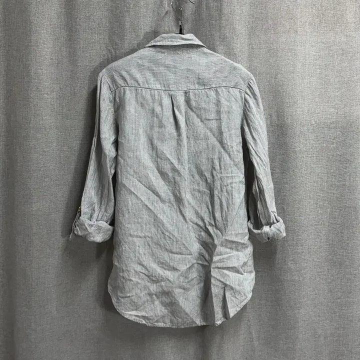 [BUNJANG] Ellen Tracy Linen Striped Shirt Blouse / [M] 엘렌트레이시 린넨 마 스트라이프 셔츠 블라우스