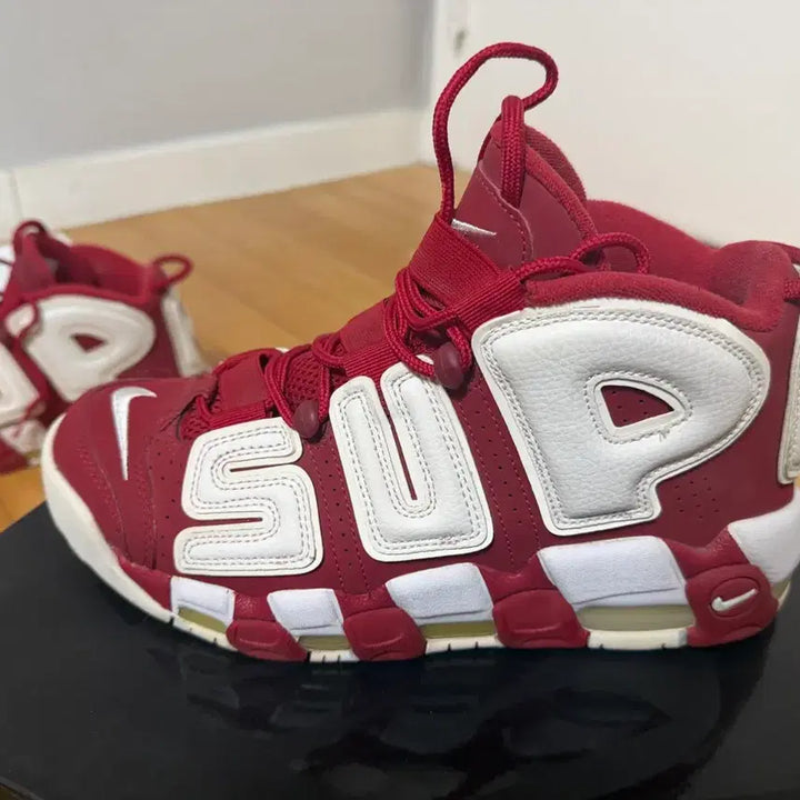 [BUNJANG] Nike Supreme Uptempo Red Sneakers / 나이키 슈프림 업템포 슈템포 레드 260