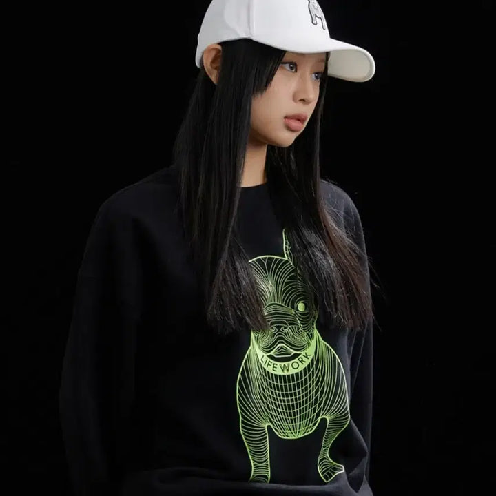 [BUNJANG] LifeWork Radok Big Logo Sweatshirt (Deep Black/S) / 라이프워크 라독 빅로고 맨투맨(딥블랙/S)