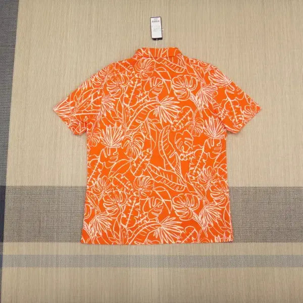 [BUNJANG] Ping Golf Leaf Pattern Collar Short Sleeve T-Shirt (Orange, XL) / (105) 핑 골프 잎새 문양 카라넥 반팔 티셔츠