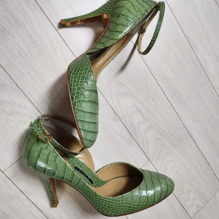 [BUNJANG] TIME Green Croc Heel Pumps / 타임(TIME) 악어패턴 펌프스 9cm