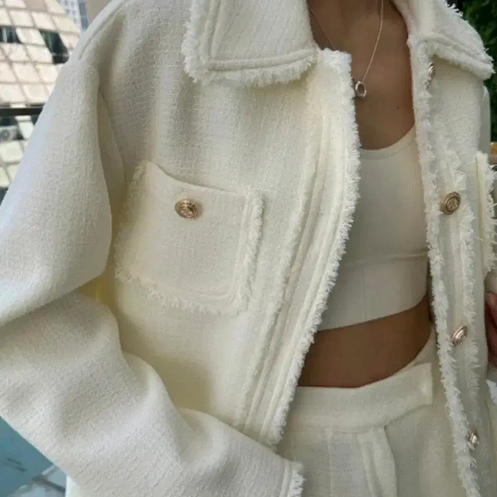 [BUNJANG] Tweed Jacket Ivory New / 여성 트위드 자켓 아이보리 새상품