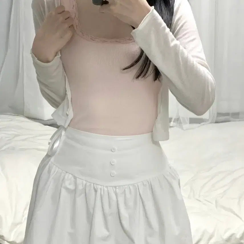 [BUNJANG] Finu Ribbon Detail Button Mini Skirt / Finu 피누 스커트