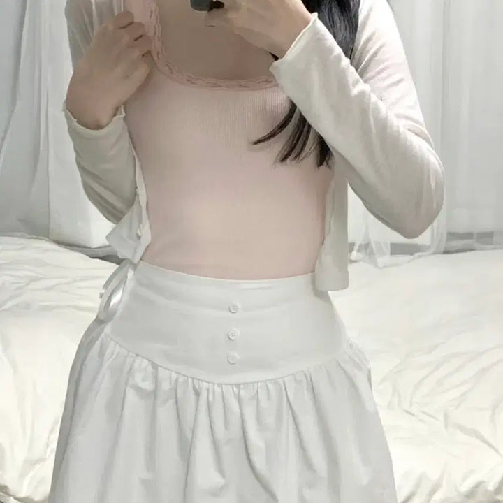 [BUNJANG] Finu Ribbon Detail Button Mini Skirt / Finu 피누 스커트