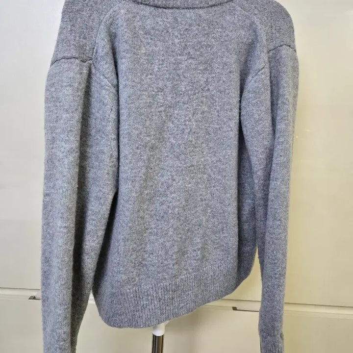 [BUNJANG] Denim Collar Gray Knit Cardigan / 데님 카라 그레이 니트 가디건