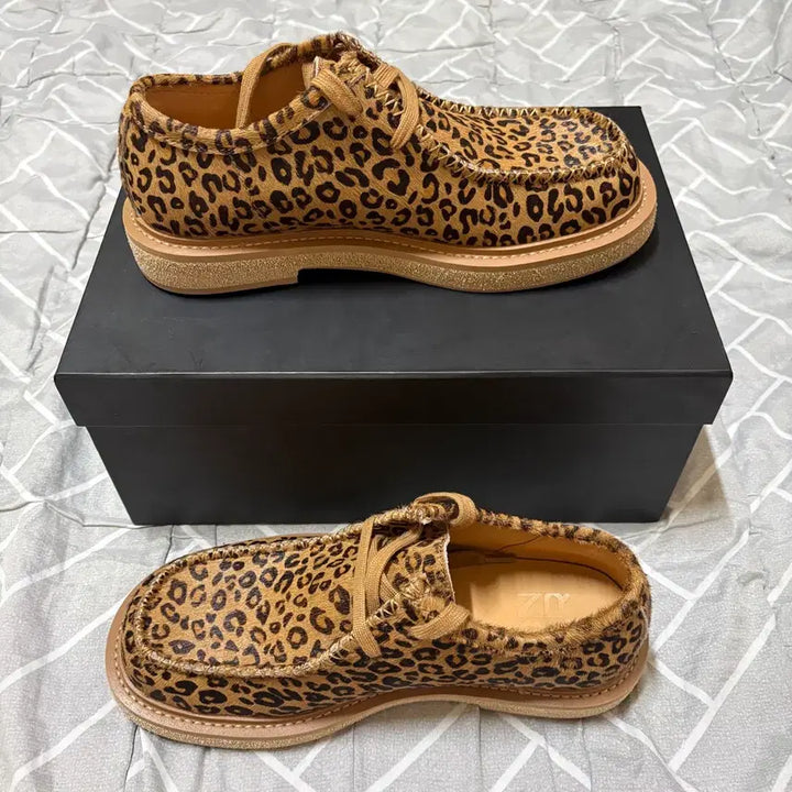 [BUNJANG] D.N.S.R. Horse Leather Leopard Wallabee Shoes (260) / 디앤에스알 홀스레더 레오파드 왈라비 260