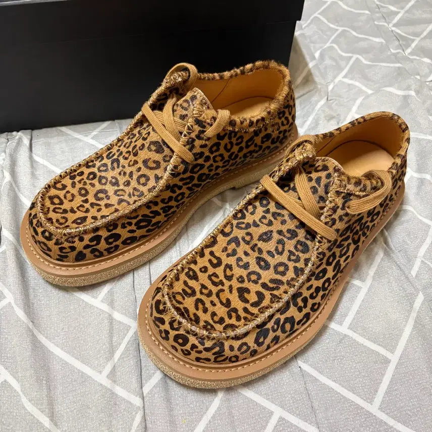 [BUNJANG] D.N.S.R. Horse Leather Leopard Wallabee Shoes (260) / 디앤에스알 홀스레더 레오파드 왈라비 260