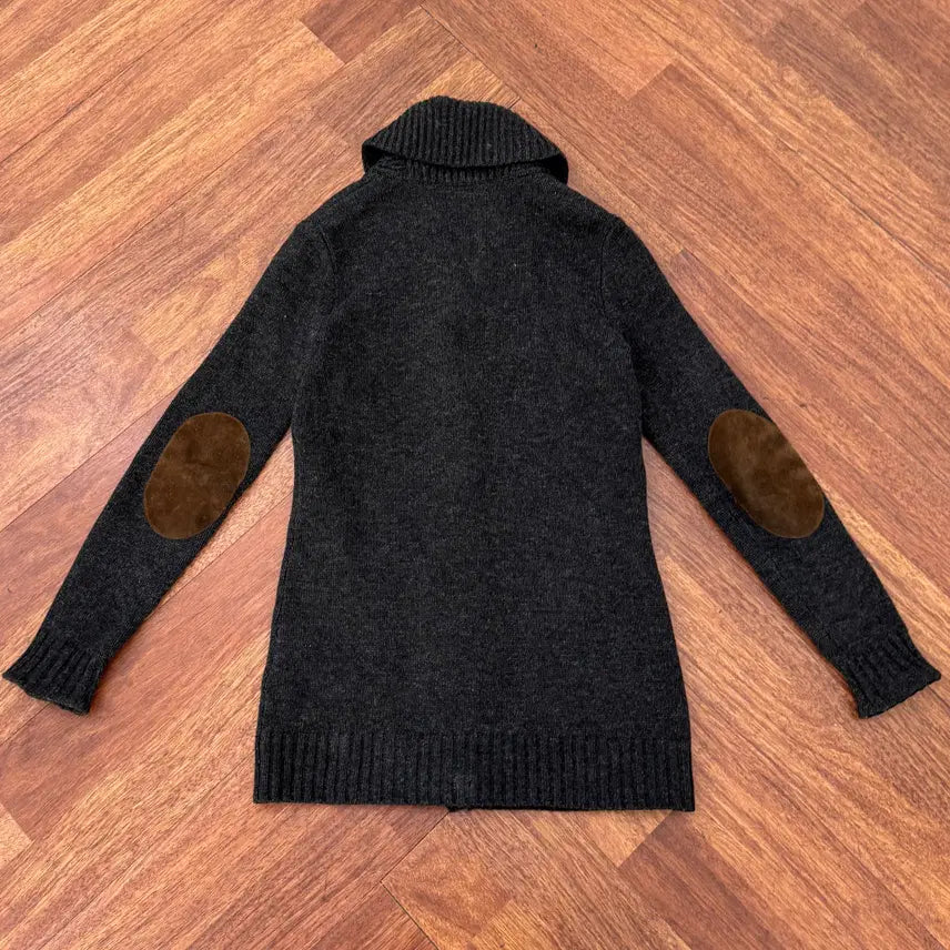 [BUNJANG] Polo Ralph Lauren Rugby Charcoal Patch Shawl Collar Knit Cardigan / 여성용 S 폴로 랄프로렌 럭비 차콜 패치 숄카라 니트 가디건