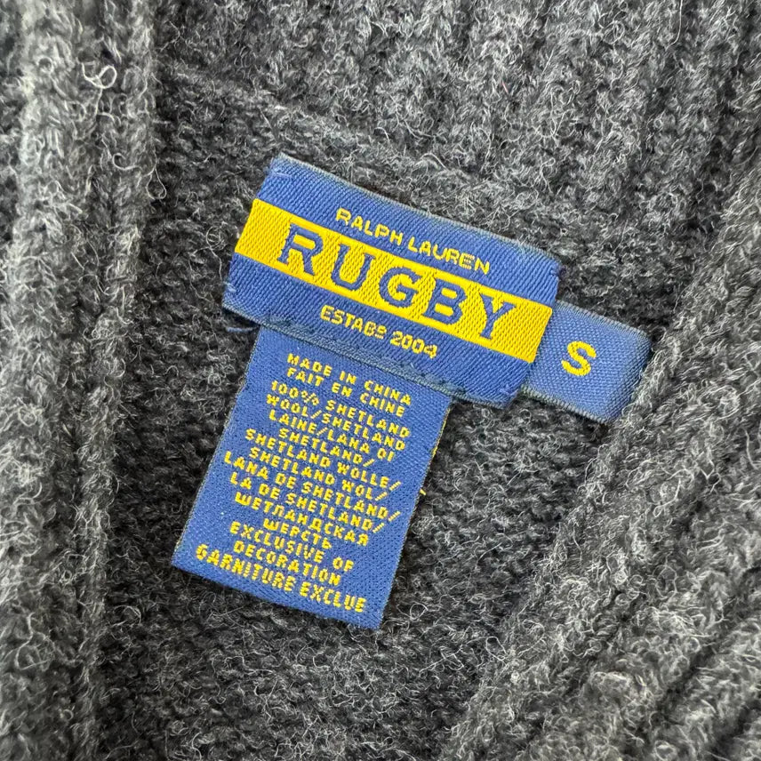 [BUNJANG] Polo Ralph Lauren Rugby Charcoal Patch Shawl Collar Knit Cardigan / 여성용 S 폴로 랄프로렌 럭비 차콜 패치 숄카라 니트 가디건