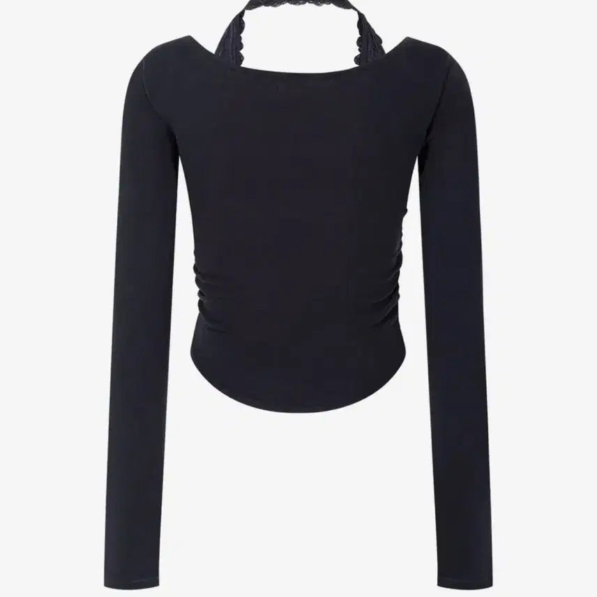[BUNJANG] Please No Follow Amelia Lace Halter Long Sleeve Top / 택있음! 플리즈노팔로우 아멜리아 레이스 홀터 롱스리브탑 차콜