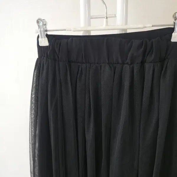 [BUNJANG] Black Elastic Waistband Chiffon Skirt / 블랙 허리밴딩 샤 스커트 F
