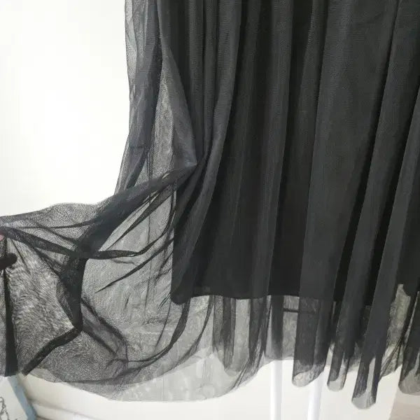 [BUNJANG] Black Elastic Waistband Chiffon Skirt / 블랙 허리밴딩 샤 스커트 F