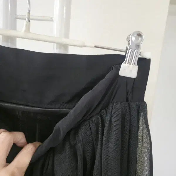[BUNJANG] Black Elastic Waistband Chiffon Skirt / 블랙 허리밴딩 샤 스커트 F