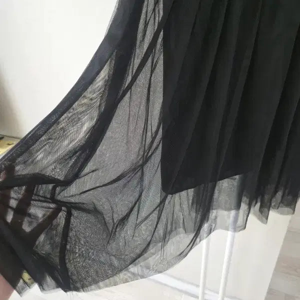 [BUNJANG] Black Elastic Waistband Chiffon Skirt / 블랙 허리밴딩 샤 스커트 F