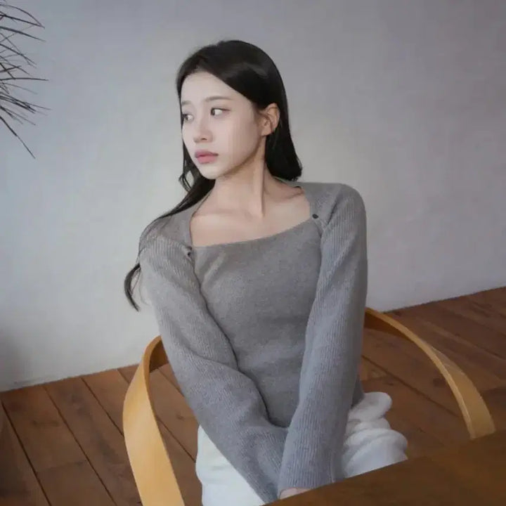 [BUNJANG] Noirrete Creme Bolero Layered Knit Top / 누아르테 크렘 볼레로 레이어드 니트 모카 베이지