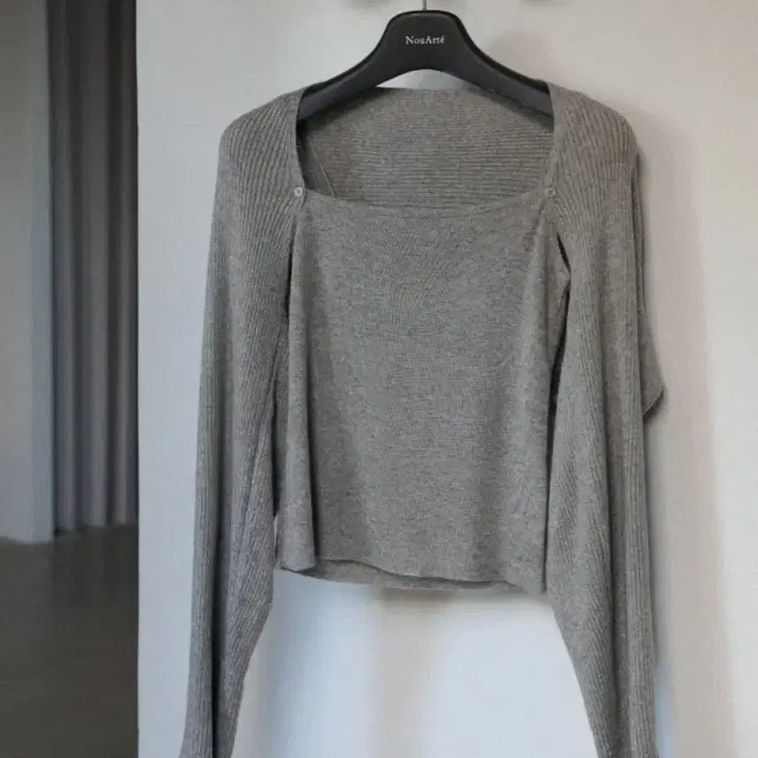 [BUNJANG] Noirrete Creme Bolero Layered Knit Top / 누아르테 크렘 볼레로 레이어드 니트 모카 베이지