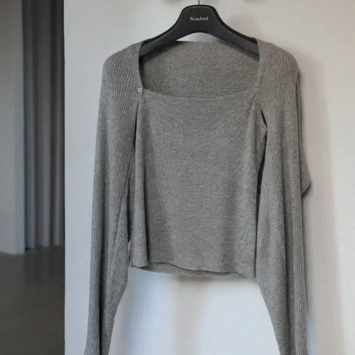 [BUNJANG] Noirrete Creme Bolero Layered Knit Top / 누아르테 크렘 볼레로 레이어드 니트 모카 베이지