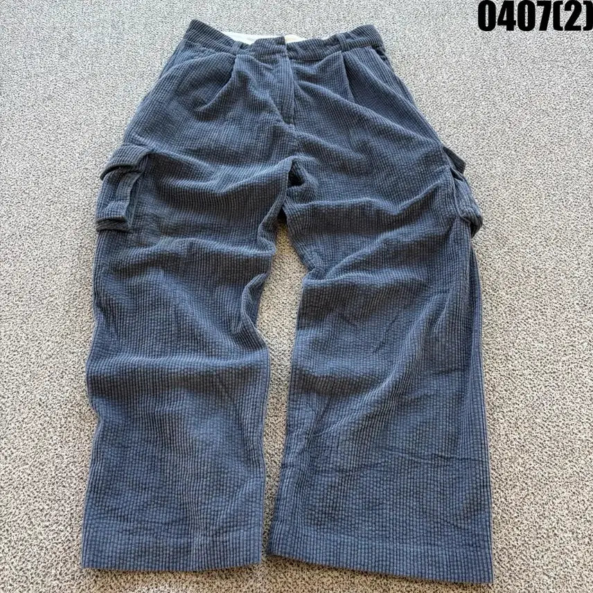 [BUNJANG] FOETO Navy Corduroy Cargo Wide Pants (M) / FOETO 네이비 코듀로이 카고 와이드 팬츠 M