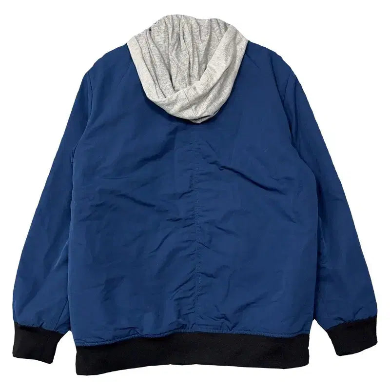 [BUNJANG] GUESS Navy Printing Hooded Blouson Jacket L / 게스 프린팅 네이비 후드 점퍼 블루종 L
