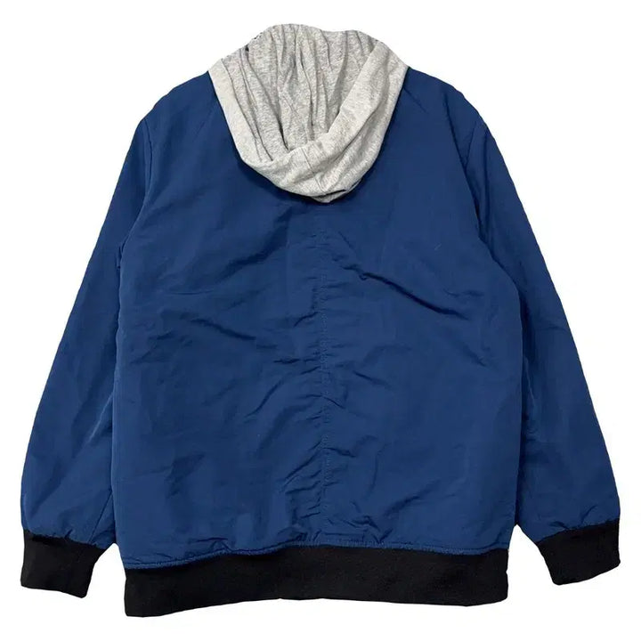 [BUNJANG] GUESS Navy Printing Hooded Blouson Jacket L / 게스 프린팅 네이비 후드 점퍼 블루종 L