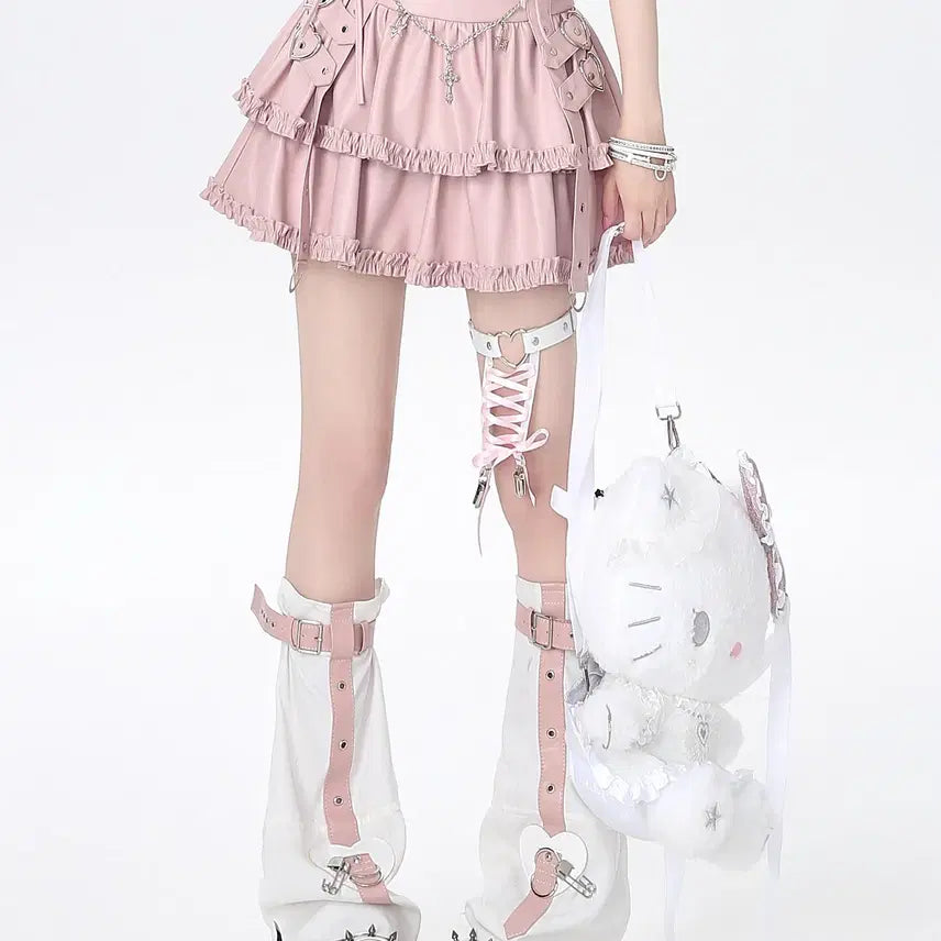 [BUNJANG] CRAZYGIRL Chain Ruffle Balloon Undershorts Leather Skirt / CRAZYGIRL 체인 캉캉 벌룬 속바지 가죽 스커트