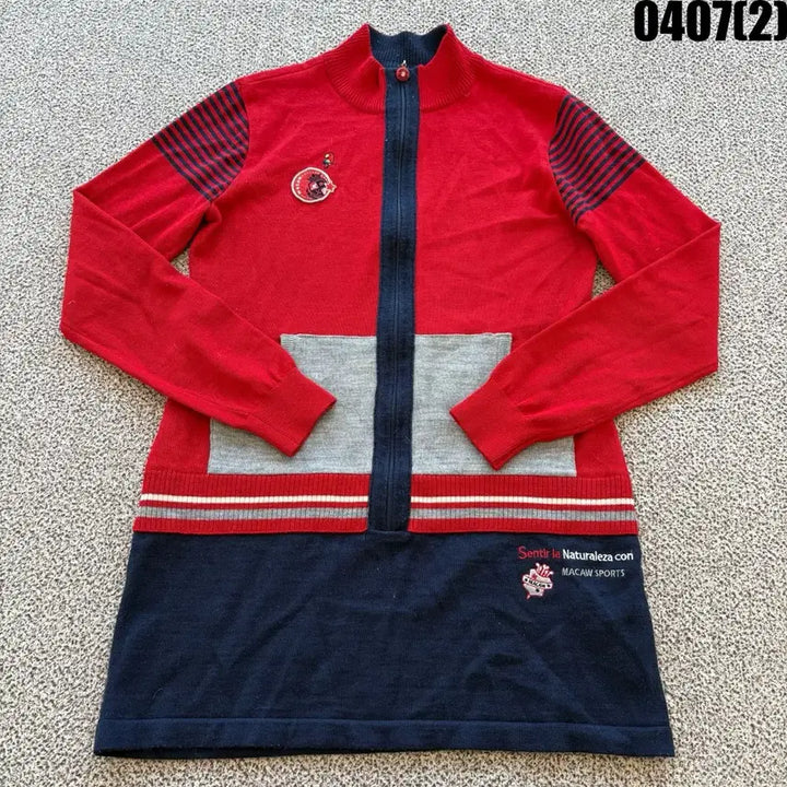 [BUNJANG] MACAW SPORTS Colorful Long Knit Top / MACAW SPORTS 컬러풀 롱 니트 95