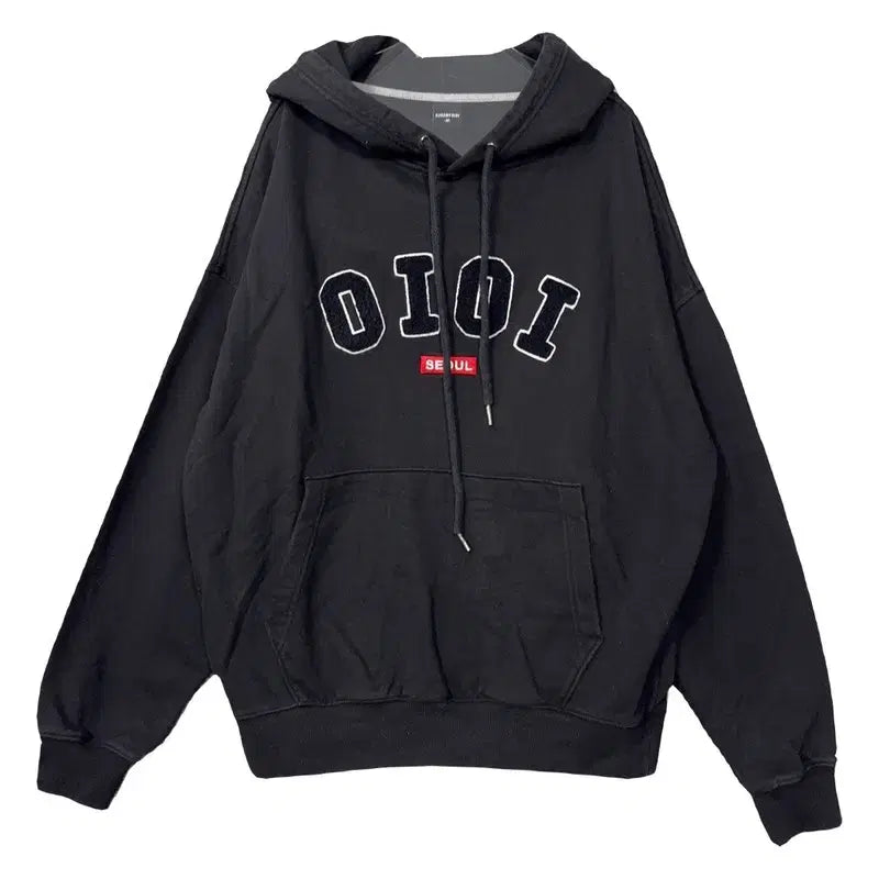 [BUNJANG] OIOI Logo Embroidered Black Hoodie / OIOI 로고 자수 블랙 후드티 M