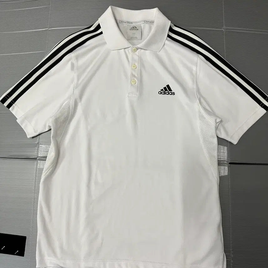 [BUNJANG] Adidas Logo Short Sleeve Polo Shirt (White) / 아디다스 로고 반팔 카라티 화이트 95