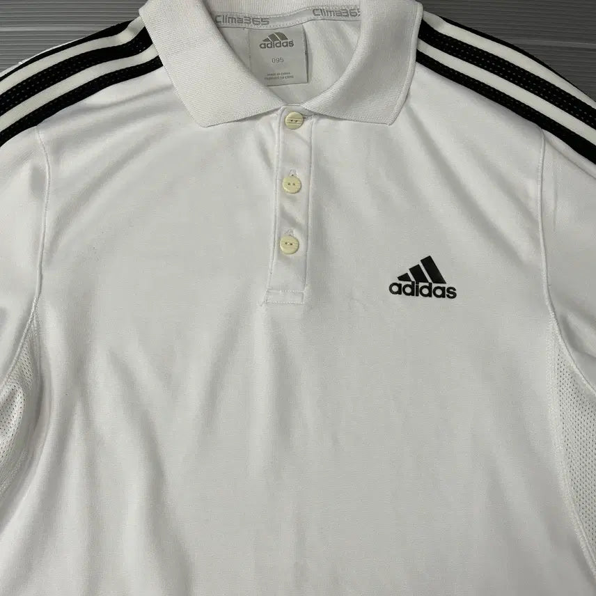 [BUNJANG] Adidas Logo Short Sleeve Polo Shirt (White) / 아디다스 로고 반팔 카라티 화이트 95
