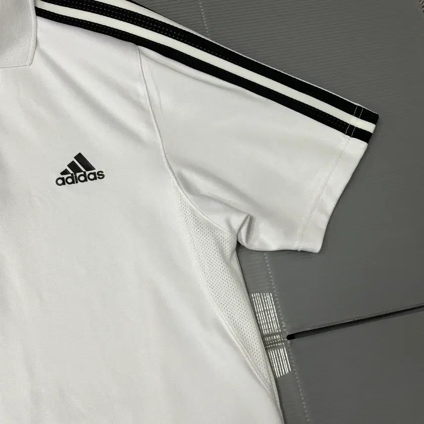[BUNJANG] Adidas Logo Short Sleeve Polo Shirt (White) / 아디다스 로고 반팔 카라티 화이트 95