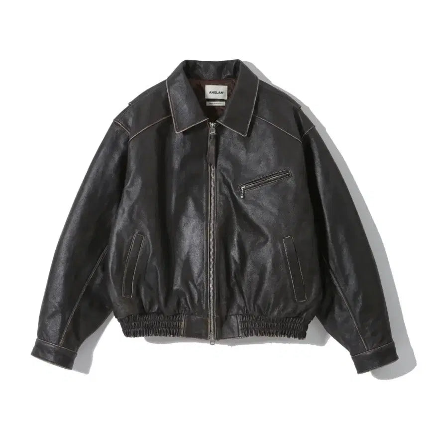 [BUNJANG] OS Anglan Leather Jacket Brown / [os] 앵글런 레더자켓 브라운
