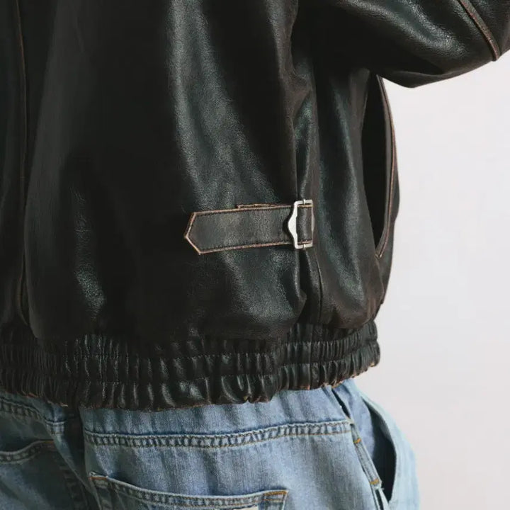 [BUNJANG] OS Anglan Leather Jacket Brown / [os] 앵글런 레더자켓 브라운