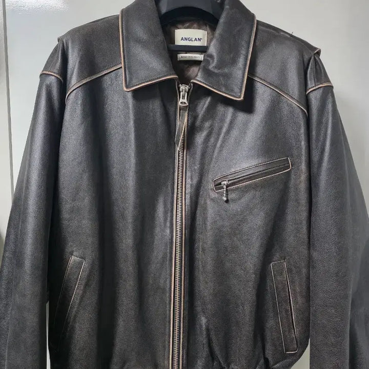 [BUNJANG] OS Anglan Leather Jacket Brown / [os] 앵글런 레더자켓 브라운