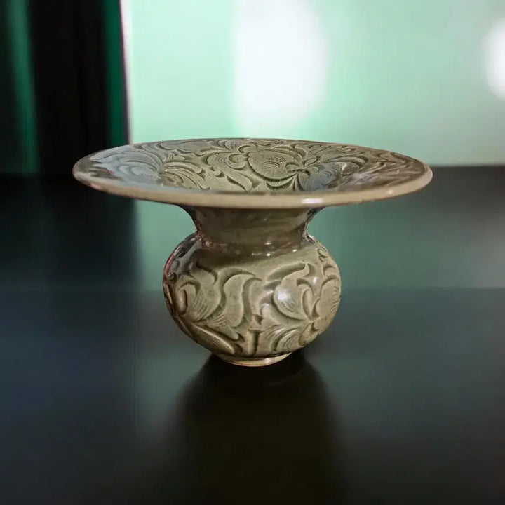 [BUNJANG] Yongcheon Celadon Embossed Peony Flower Bowl / 용천청자 양각보상화문 타구