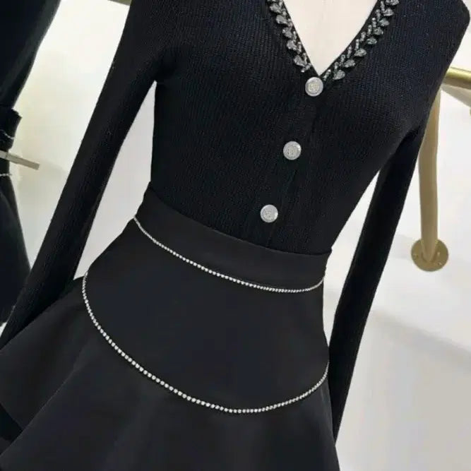 [BUNJANG] Midnight Showroom Cubic Skirt Black / 수입의류 큐빅치마(13.4)  검정색 미드나잇쇼룸(텍새상품)
