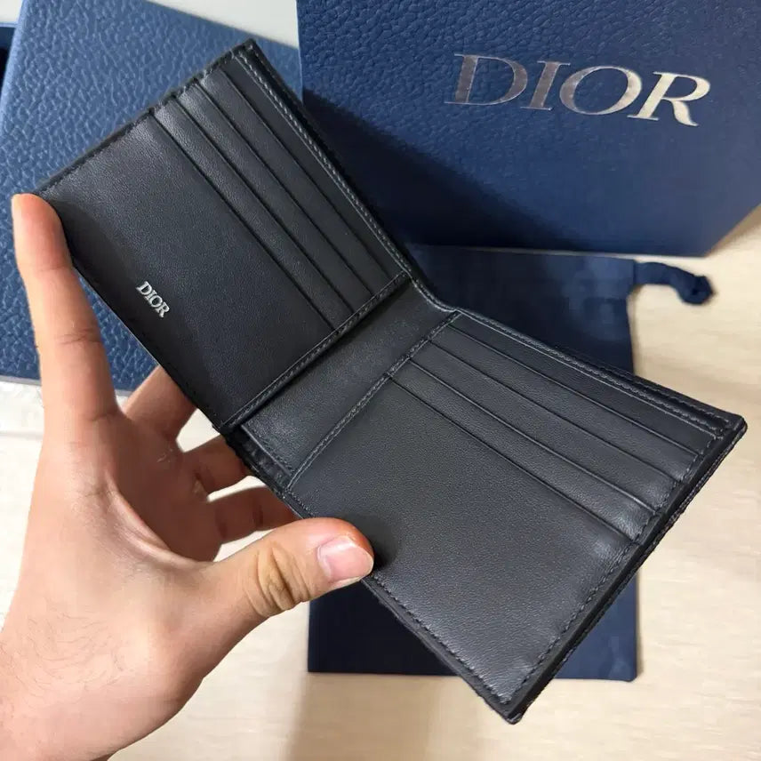 [BUNJANG] Dior Oblique Bi-fold Wallet Black / [26/새상품급] 디올 오블리크 반지갑 블랙