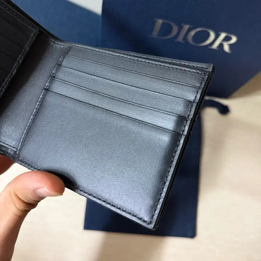 [BUNJANG] Dior Oblique Bi-fold Wallet Black / [26/새상품급] 디올 오블리크 반지갑 블랙