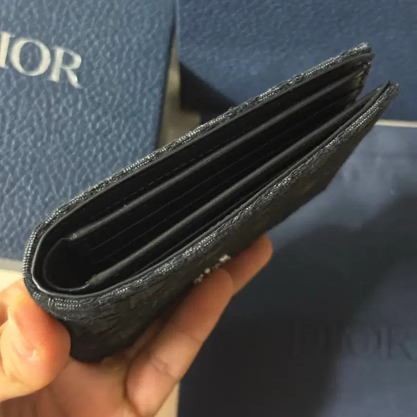 [BUNJANG] Dior Oblique Bi-fold Wallet Black / [26/새상품급] 디올 오블리크 반지갑 블랙