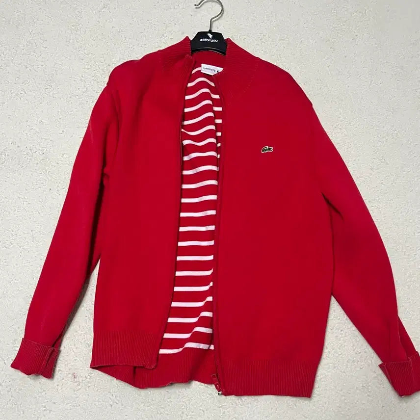 [SOLD OUT] 라코스테 레드 집업 가디건
