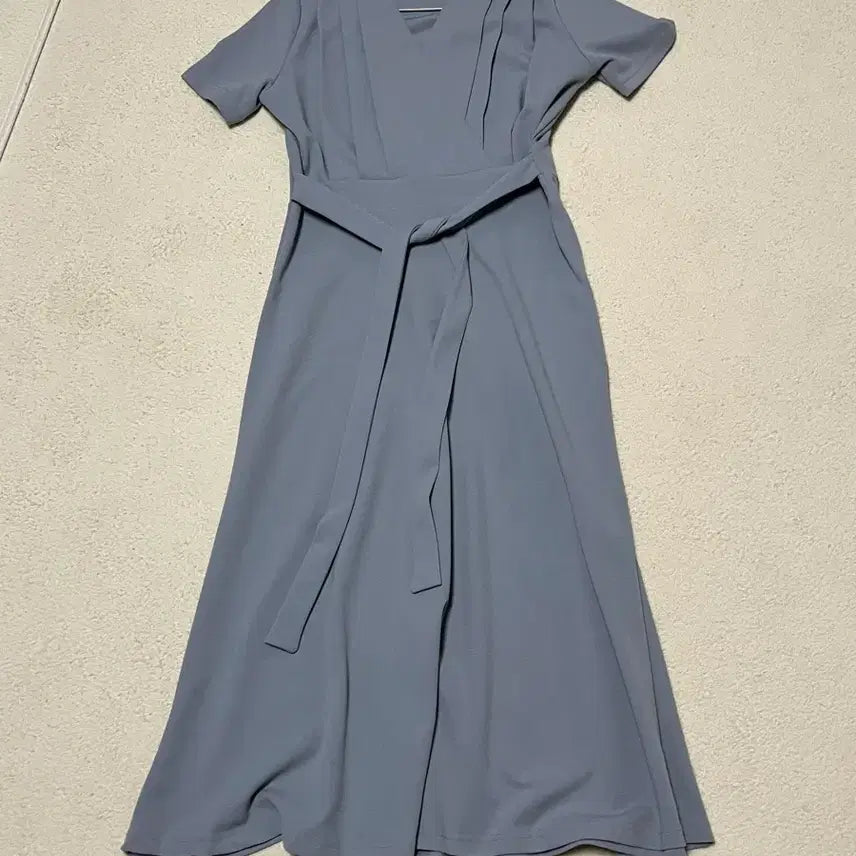 [BUNJANG] Wrap Style Strap Long Dress / 랩 스타일 끈 원피스 블루 그레이 (하늘색)
