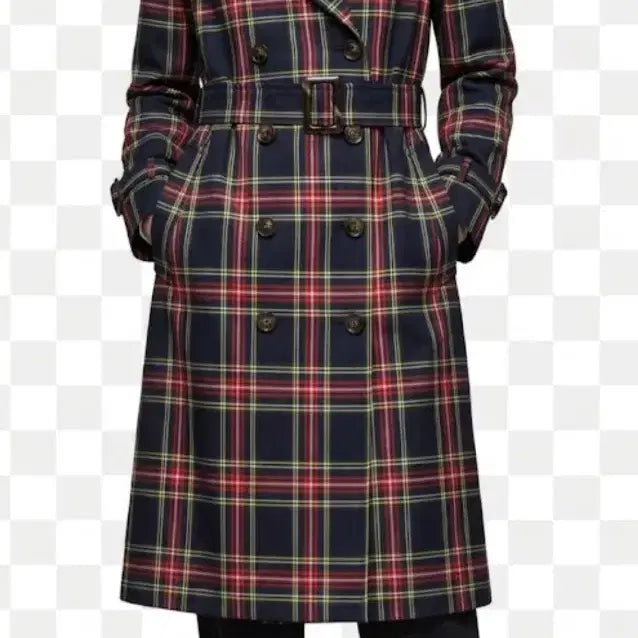 [BUNJANG] D&amp;G Check Pattern Trench Coat / D&amp;G체크 패턴 벨트 트렌치 코트
