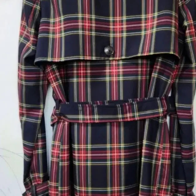 [BUNJANG] D&amp;G Check Pattern Trench Coat / D&amp;G체크 패턴 벨트 트렌치 코트