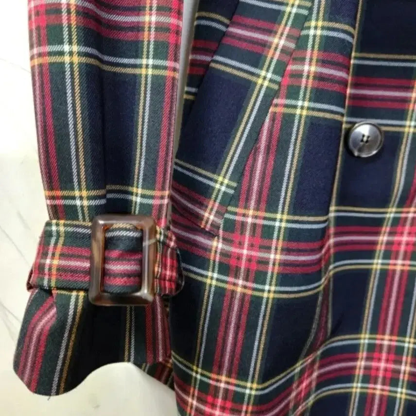 [BUNJANG] D&amp;G Check Pattern Trench Coat / D&amp;G체크 패턴 벨트 트렌치 코트