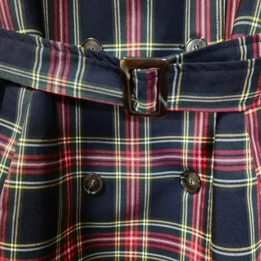 [BUNJANG] D&amp;G Check Pattern Trench Coat / D&amp;G체크 패턴 벨트 트렌치 코트