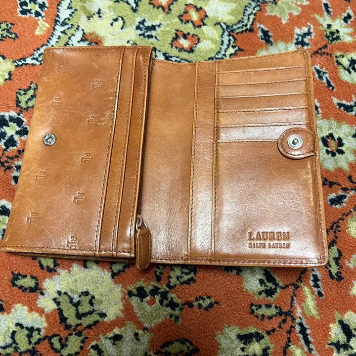[BUNJANG] LAUREN RALPH LAUREN Vintage Brown Leather Bi-fold Wallet / 랄프로렌 로렌 여성 빈티지 브라운 레더 중지갑