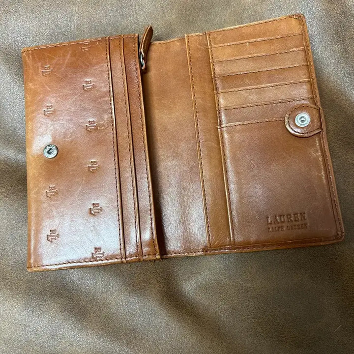 [BUNJANG] LAUREN RALPH LAUREN Vintage Brown Leather Bi-fold Wallet / 랄프로렌 로렌 여성 빈티지 브라운 레더 중지갑