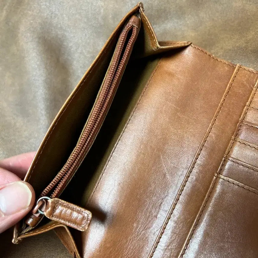 [BUNJANG] LAUREN RALPH LAUREN Vintage Brown Leather Bi-fold Wallet / 랄프로렌 로렌 여성 빈티지 브라운 레더 중지갑