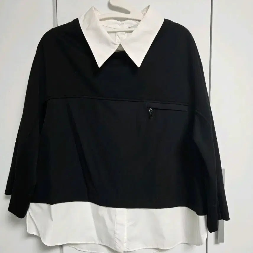 [BUNJANG] Layered Style Blouse Shirt (Black, M) / 블랙 레이어드 스타일 블라우스 셔츠 M 새상품