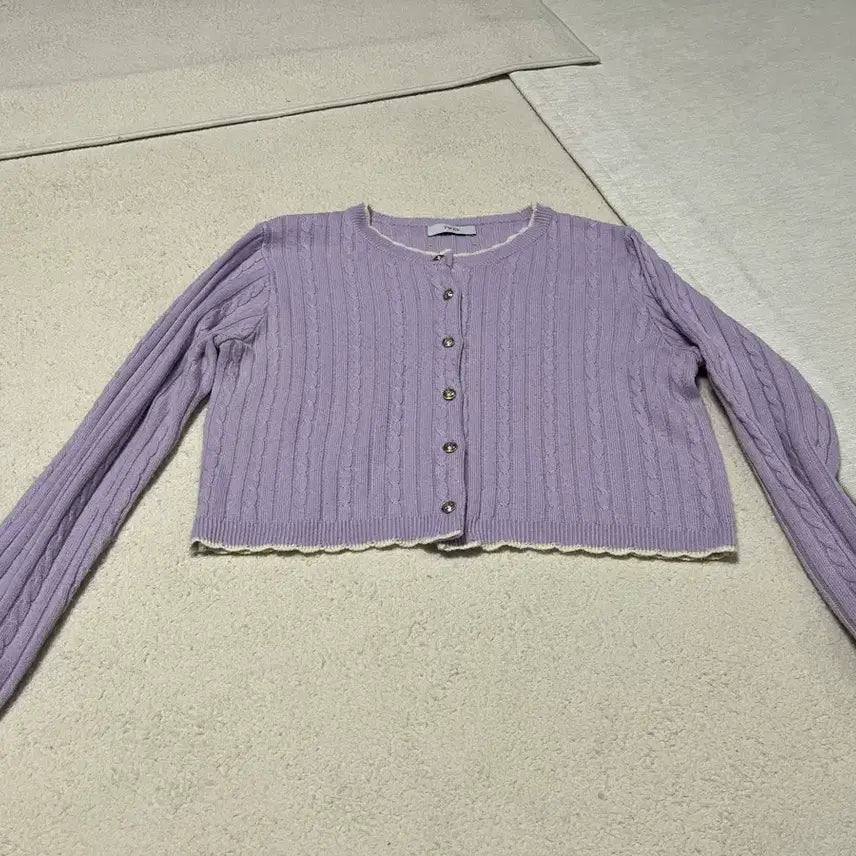 [BUNJANG] Purple Cable Knit Cardigan / 연보라 꽈배기 니트 가디건